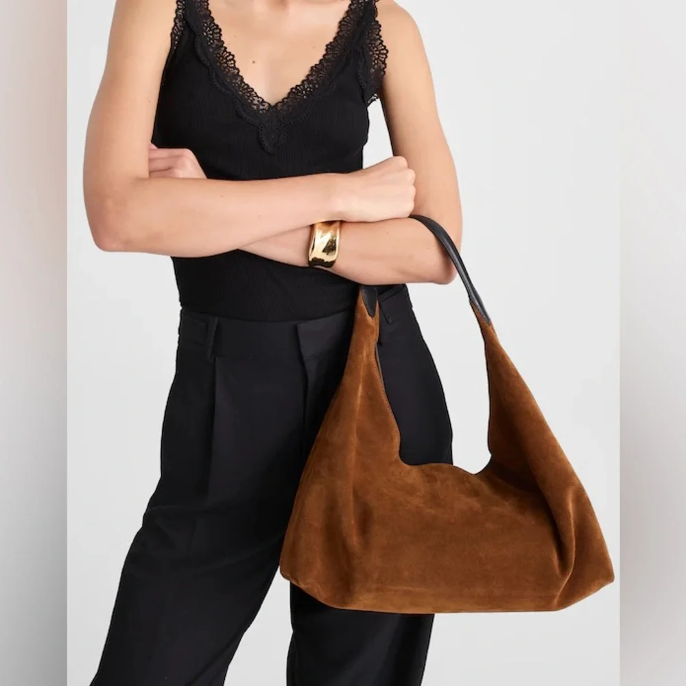 NWT Madewell The Mylie Shoulder Bag in Italian Suede Russet Multi Whiskey Brown - Picture 14 of 14